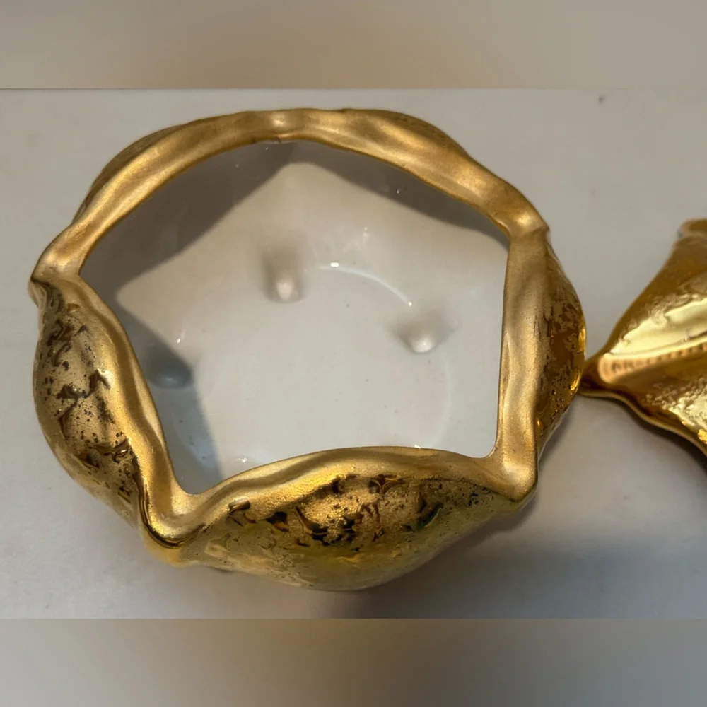 Mid-Centry Modern‎ 22 Karat Gold Ceramic Footed Candy Dish